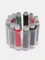 Желтый набор для шитья: нитки, иголки, ножницы, сантиметровая лента