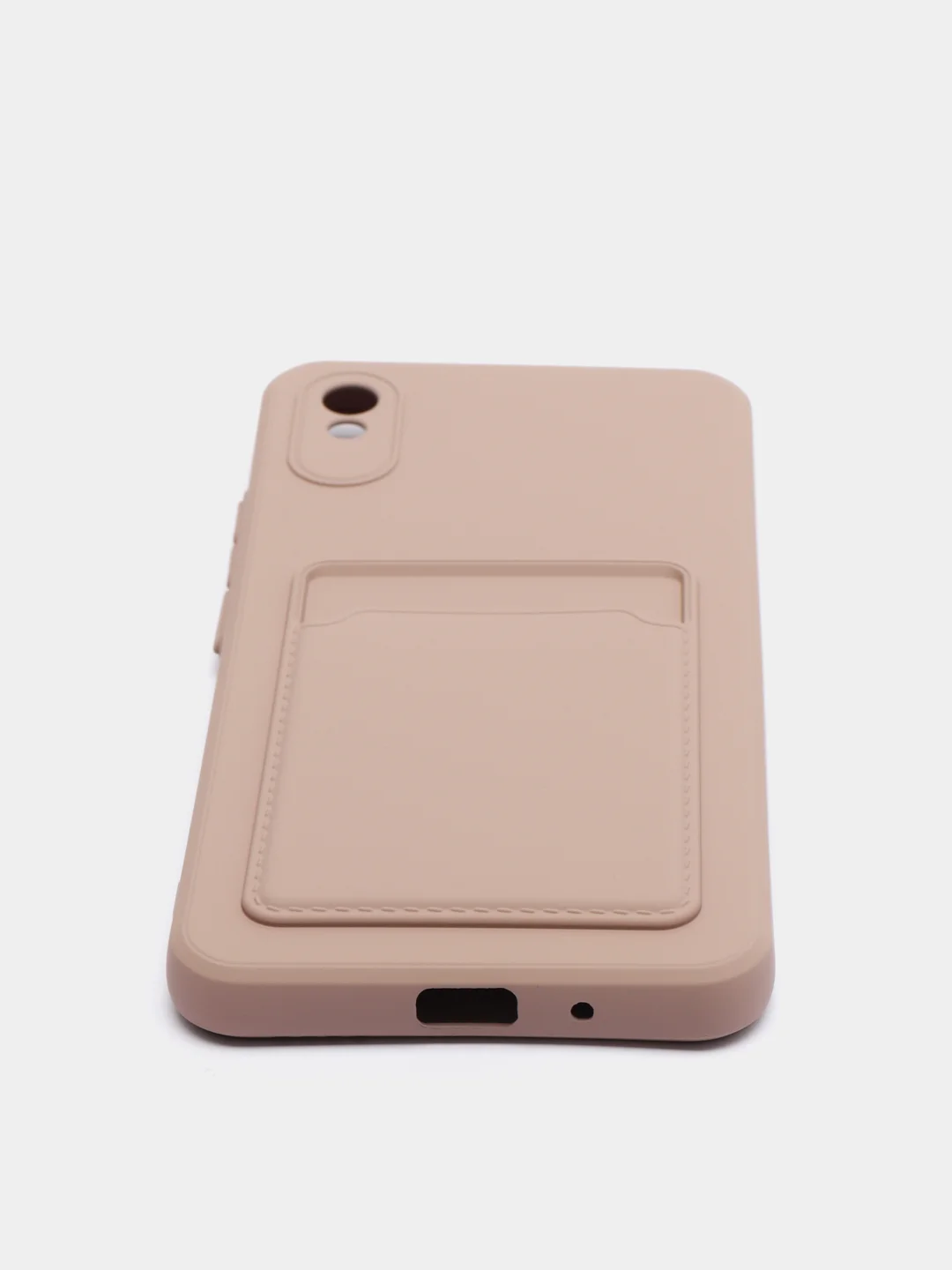 Бежевый чехол Xiaomi Redmi 9A, Сяоми Редми 9А, силиконовый, с карманом для карты