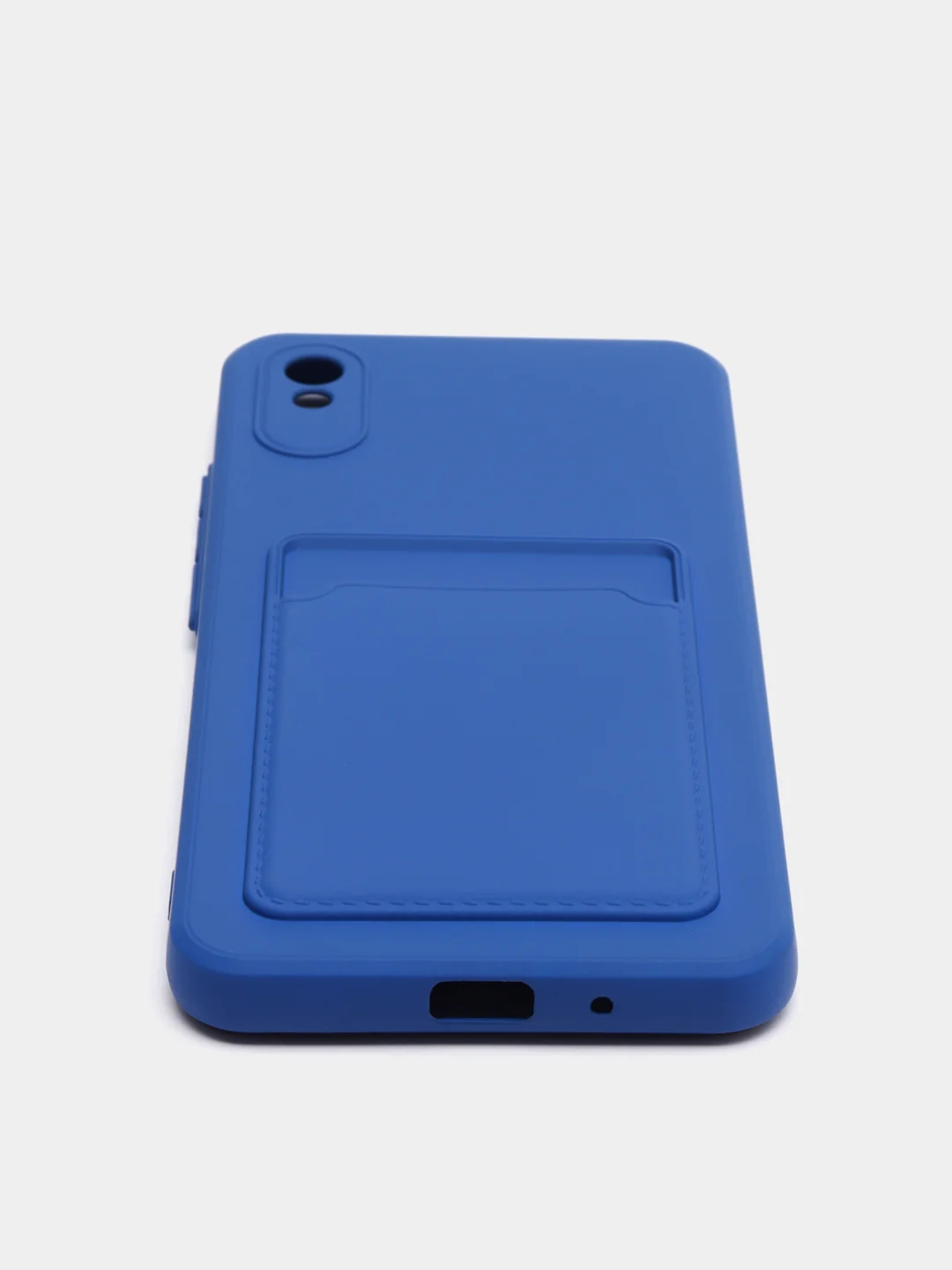 Синий чехол Xiaomi Redmi 9A, Сяоми Редми 9А, силиконовый, с карманом для карты