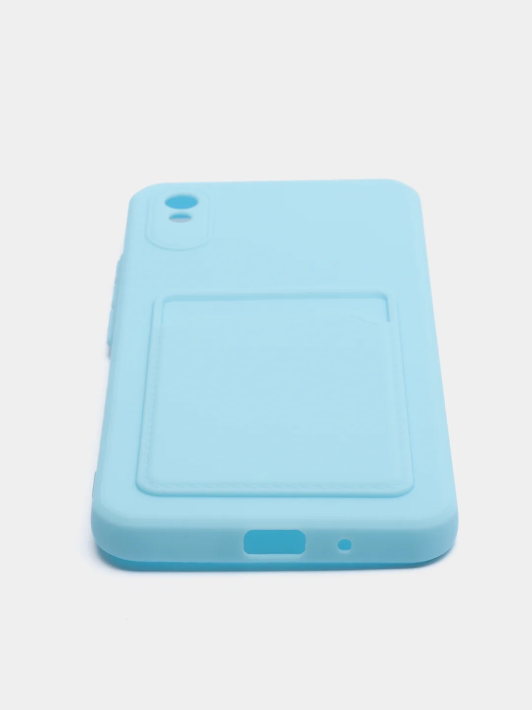 Голубой чехол Xiaomi Redmi 9A, Сяоми Редми 9А, силиконовый, с карманом для карты