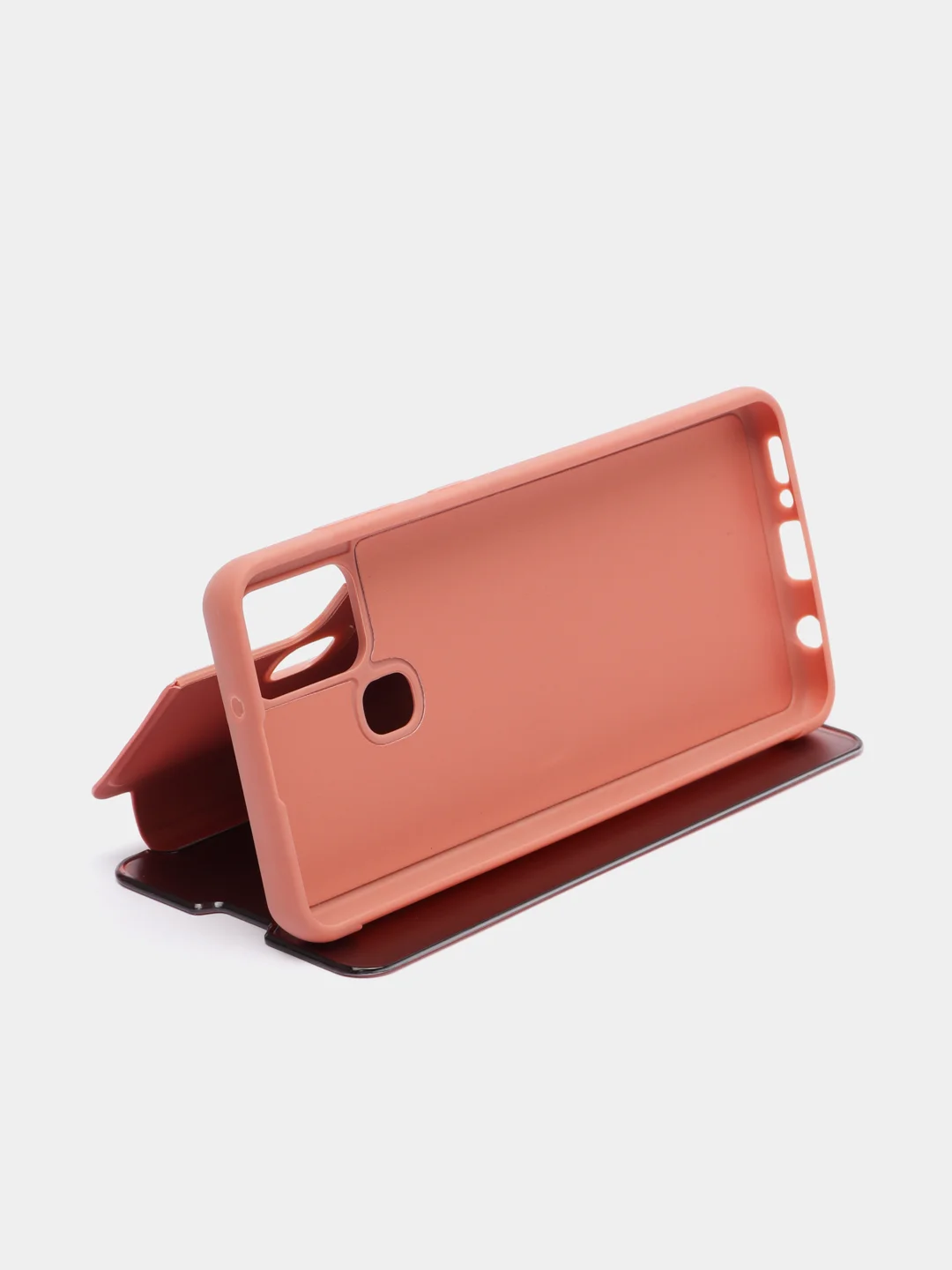 Коралловый чехол-книжка с прозрачным окном Samsung A21S, A32, A41