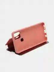 Коралловый чехол-книжка с прозрачным окном Samsung A21S, A32, A41