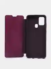 Фиолетовый чехол-книжка с прозрачным окном Samsung A21S, A32, A41