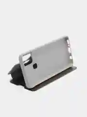 Серебряный чехол-книжка с прозрачным окном Samsung A21S, A32, A41