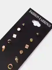 Серьги-гвоздики, бижутерный сплав, 9 пар