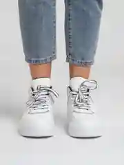 Черный женские кроссовки, два цвета, высокие