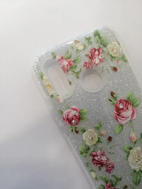 Силиконовый усиленный со стразами и рисунком huawei P20lite