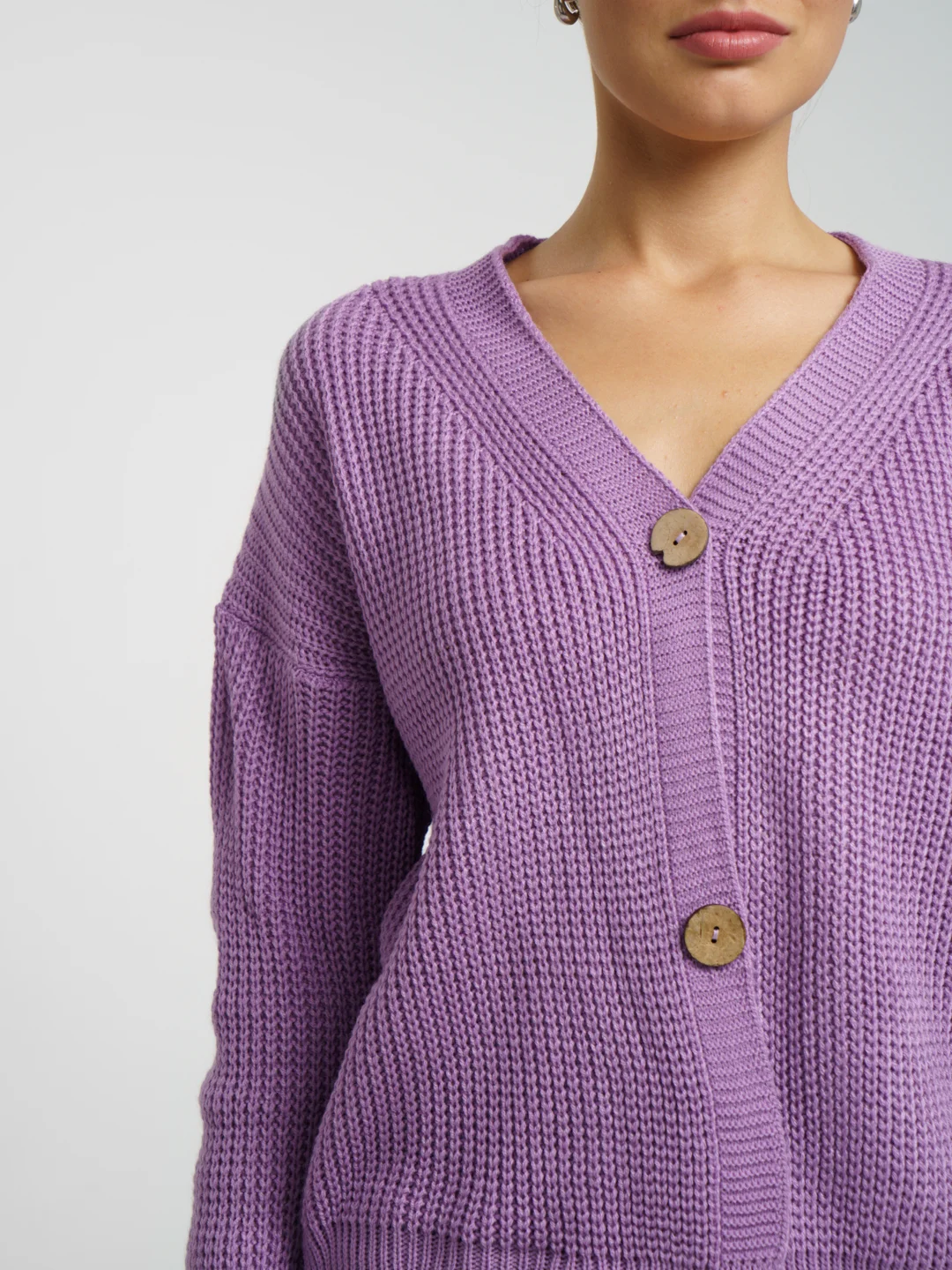 Сиреневый кардиган женский oversize