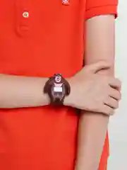 Коричневый часы с героями мультфильмов на ремешке, с батарейками