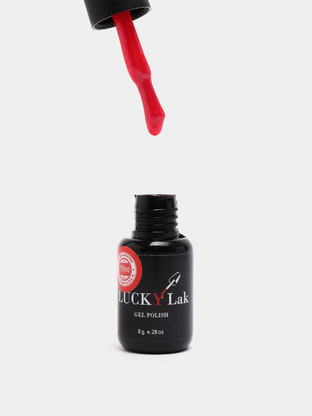 Гель лак для ногтей, гель-лак LuckyLak FL №144, 8g красный с перламутром шиммером