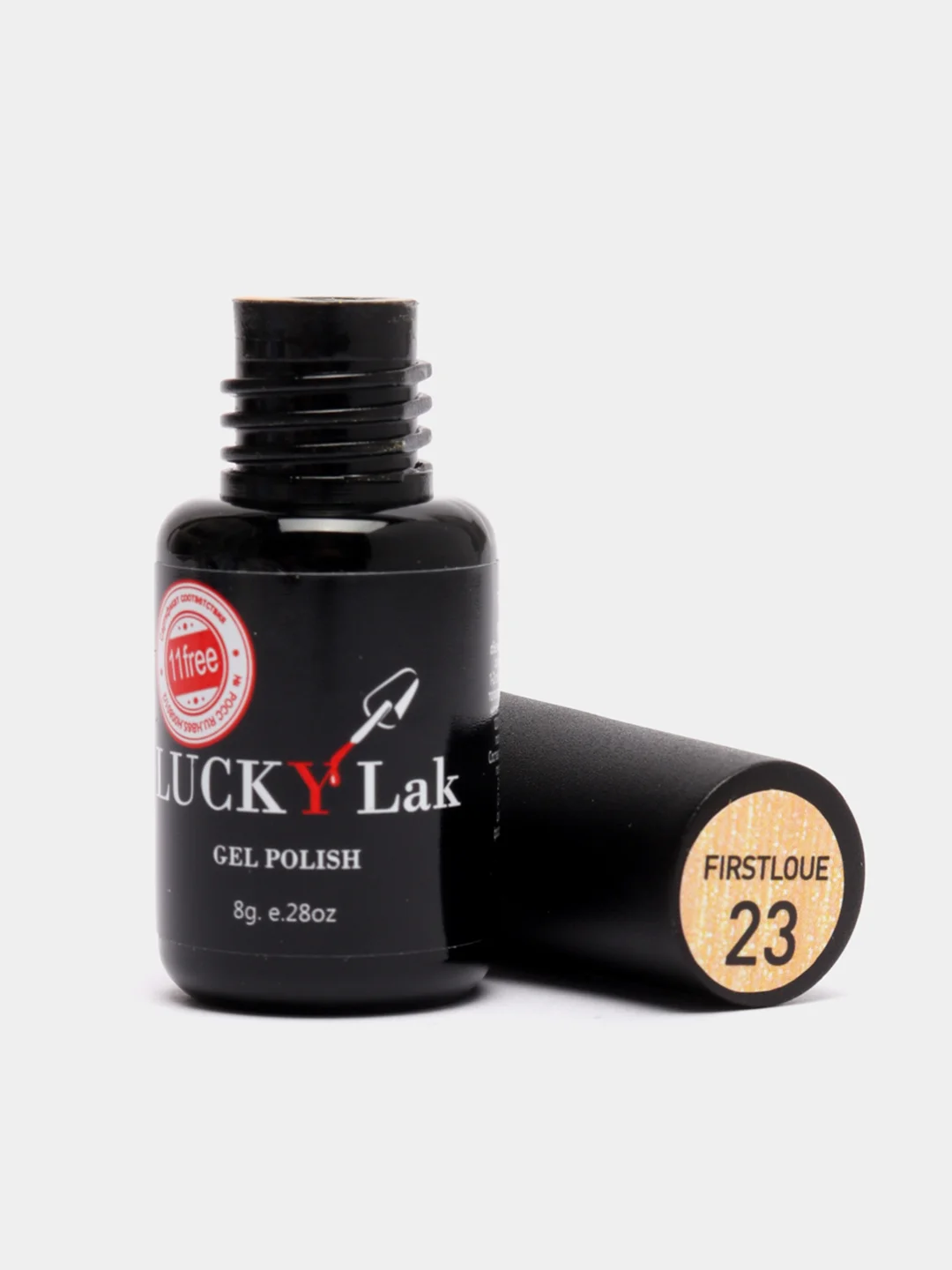 Гель лак для ногтей LuckyLak FL №023 8g бежевый с золотым шиммером для маникюра и педикюра