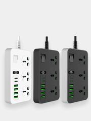 Сетевой фильтр-удлинитель 2 м, 4 USB и 2 Type-C порта, 3000 Вт