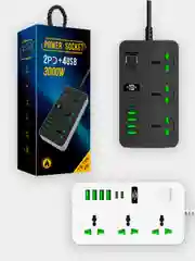 Белый сетевой фильтр-удлинитель 2 м, 4 USB и 2 Type-C порта, 3000 Вт