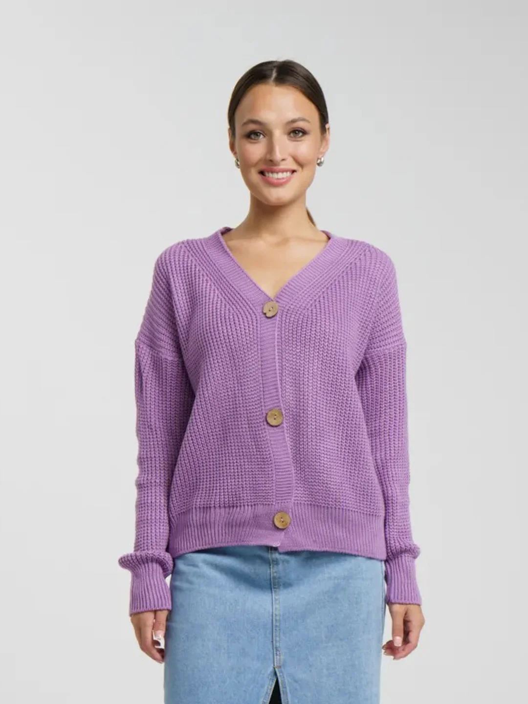 Сиреневый кардиган женский oversize