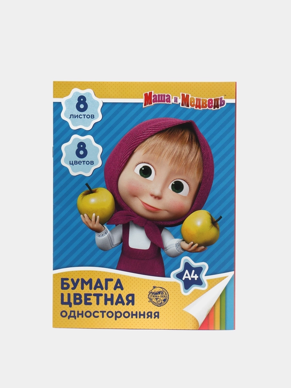 Бумага цветная односторонняя, 8 листов, 8 цветов, А4