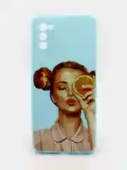 Красный чехол силиконовый с принтом и защитой камеры для  Samsung Galaxy A02s (самсунг)