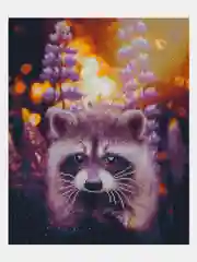 Алмазная мозаика "Милый енот", 40*50 см, на подрамнике