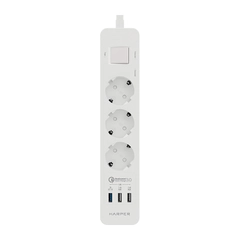 Сетевой фильтр - удлинитель Harper UCH-340 Quick Charge 3.0 с USB, с заземлением и защитой