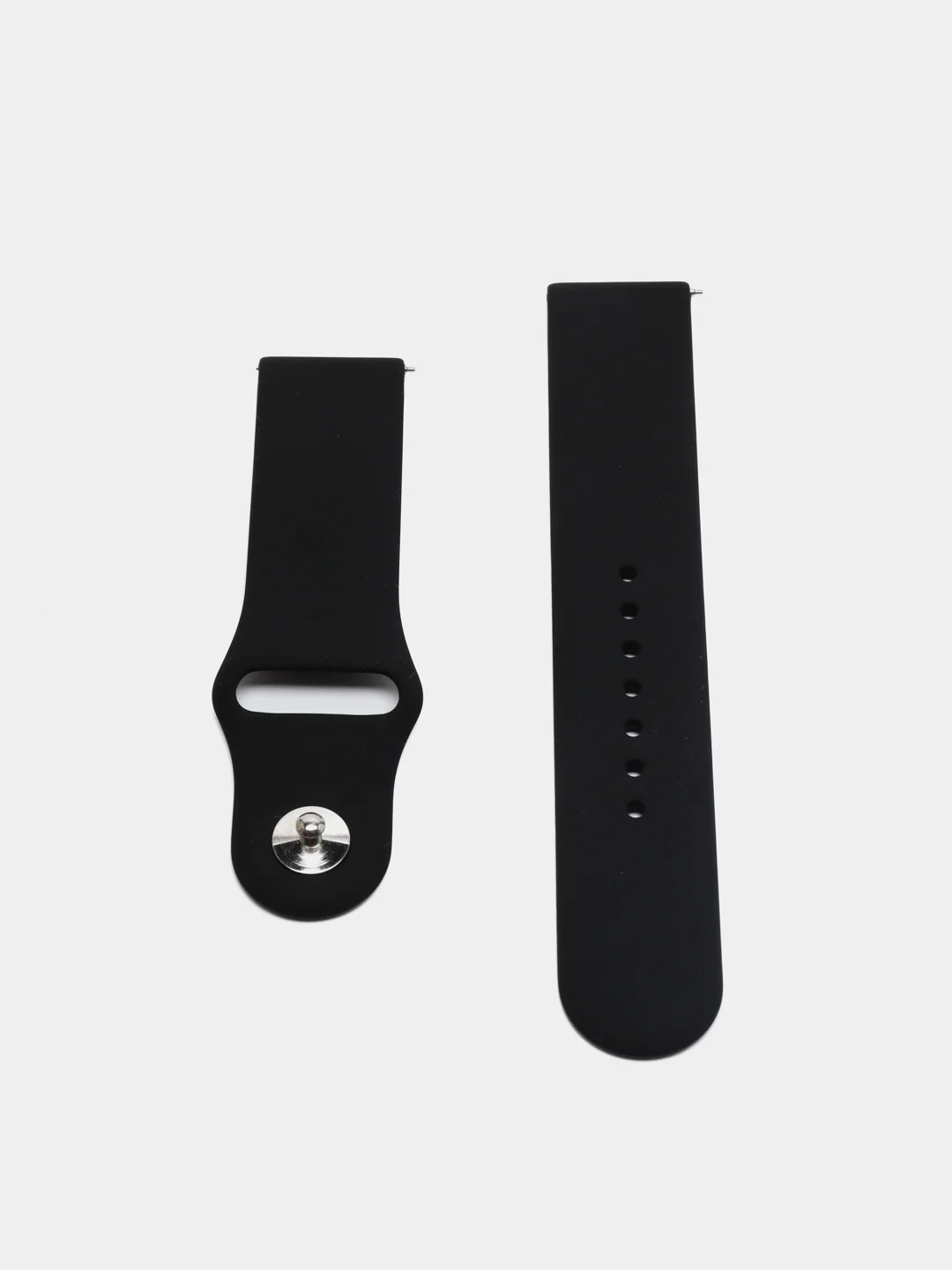 Черный ремешок силиконовый с кнопкой для Xiaomi, Amazfit Bip, Samsung, Huawei, 22 мм