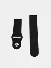 Черный ремешок силиконовый с кнопкой для Xiaomi, Amazfit Bip, Samsung, Huawei, 22 мм