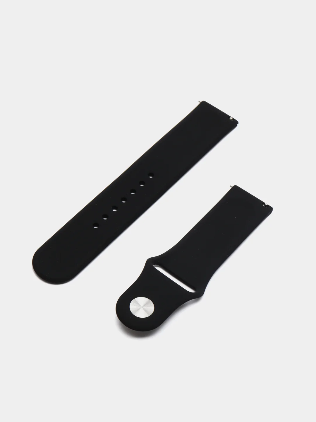Черный ремешок силиконовый с кнопкой для Xiaomi, Amazfit Bip, Samsung, Huawei, 22 мм