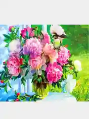 Алмазная мозаика "Букет пионов", 40*50 см, на подрамнике