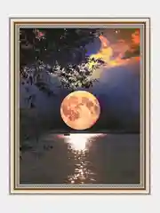 Алмазная мозаика "Полнолуние" на подрамнике, 40*50см