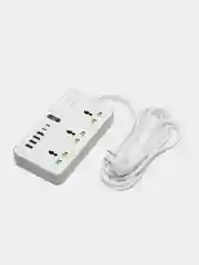 Белый сетевой фильтр-удлинитель 2 м, 4 USB и 2 Type-C порта, 3000 Вт