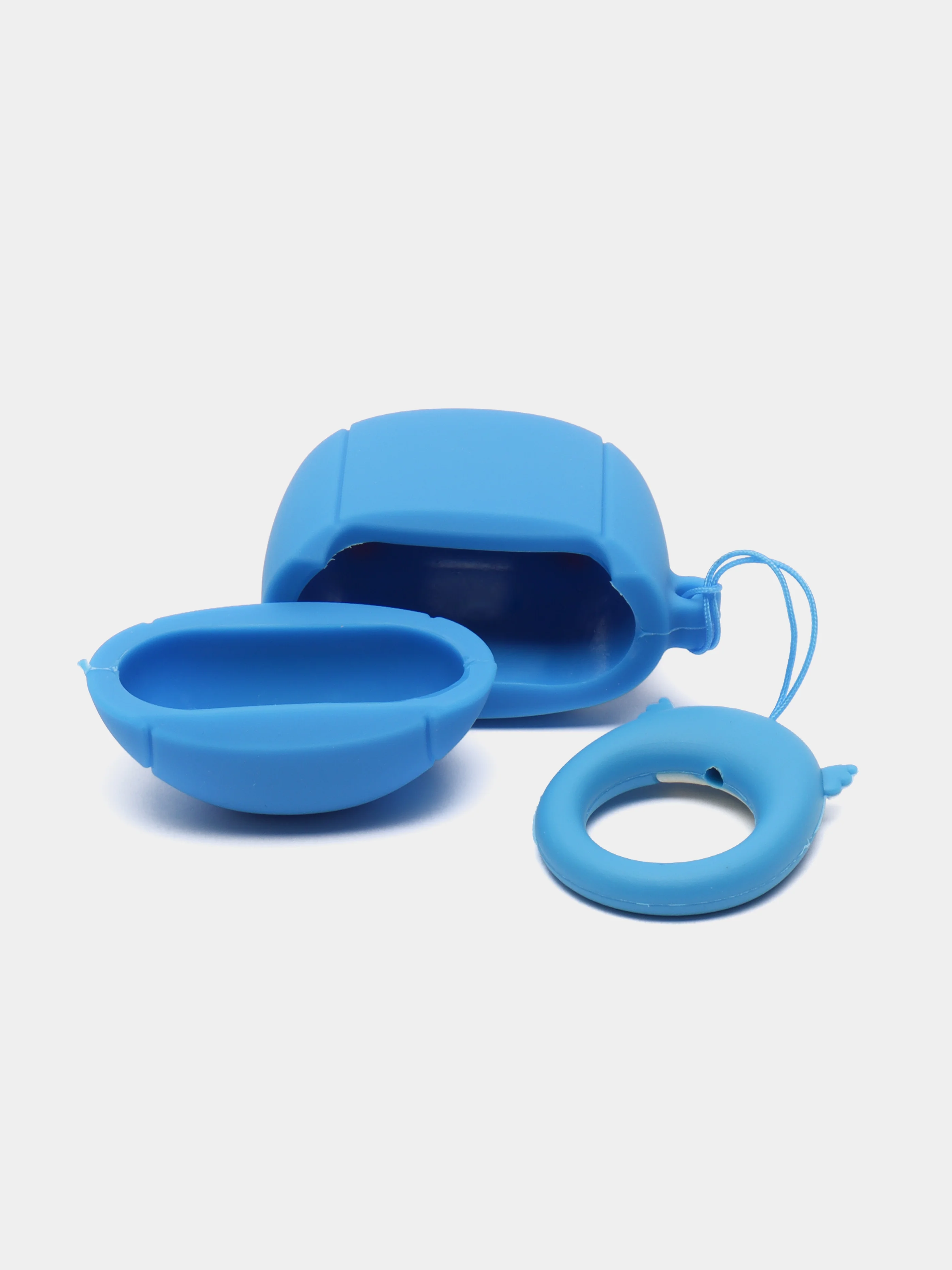Голубой чехол для беспроводных наушников Apple AirPods 1, 2, с карабином, силиконовый