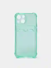 Зеленый чехол с карманом для пластиковых карт iPhone 7,8,SE,Х,XS,XR,11,12,13 pro/max, силиконовый