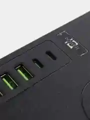 Серый сетевой фильтр-удлинитель 2 м, 4 USB и 2 Type-C порта, 3000 Вт