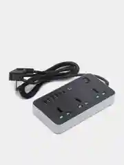 Серый сетевой фильтр-удлинитель 2 м, 4 USB и 2 Type-C порта, 3000 Вт