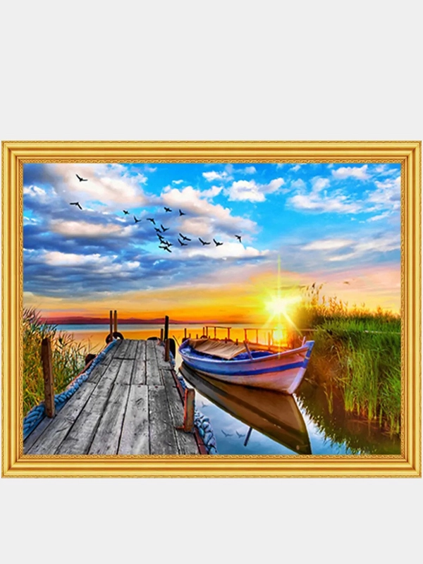 Алмазная мозаика "Летний закат" 40*50 см, на подрамнике