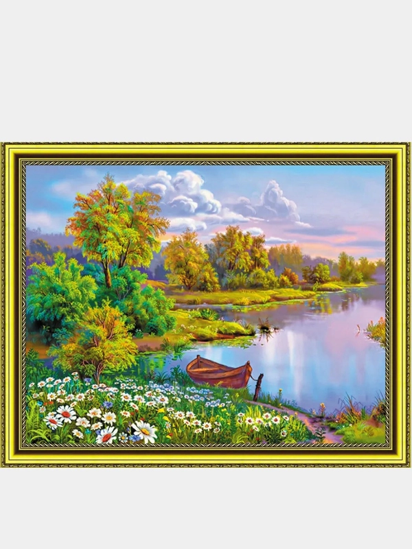 Алмазная мозаика "Летний пейзаж" 40*50 см на подрамнике