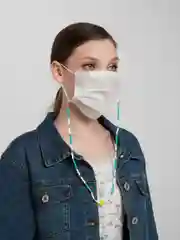 Бирюзовый бисерные бусы для маски