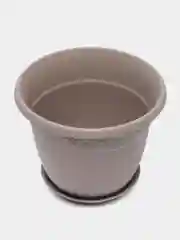 Бежевый кашпо / горшок для цветов с поддоном РЯБИНА IDEA