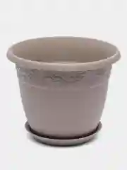 Бежевый кашпо / горшок для цветов с поддоном РЯБИНА IDEA