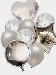 Серебряный набор воздушных латексных шаров, 9 штук