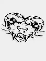 Переливающаяся наклейка Tiger sticker "Тигр в сердце", без фона