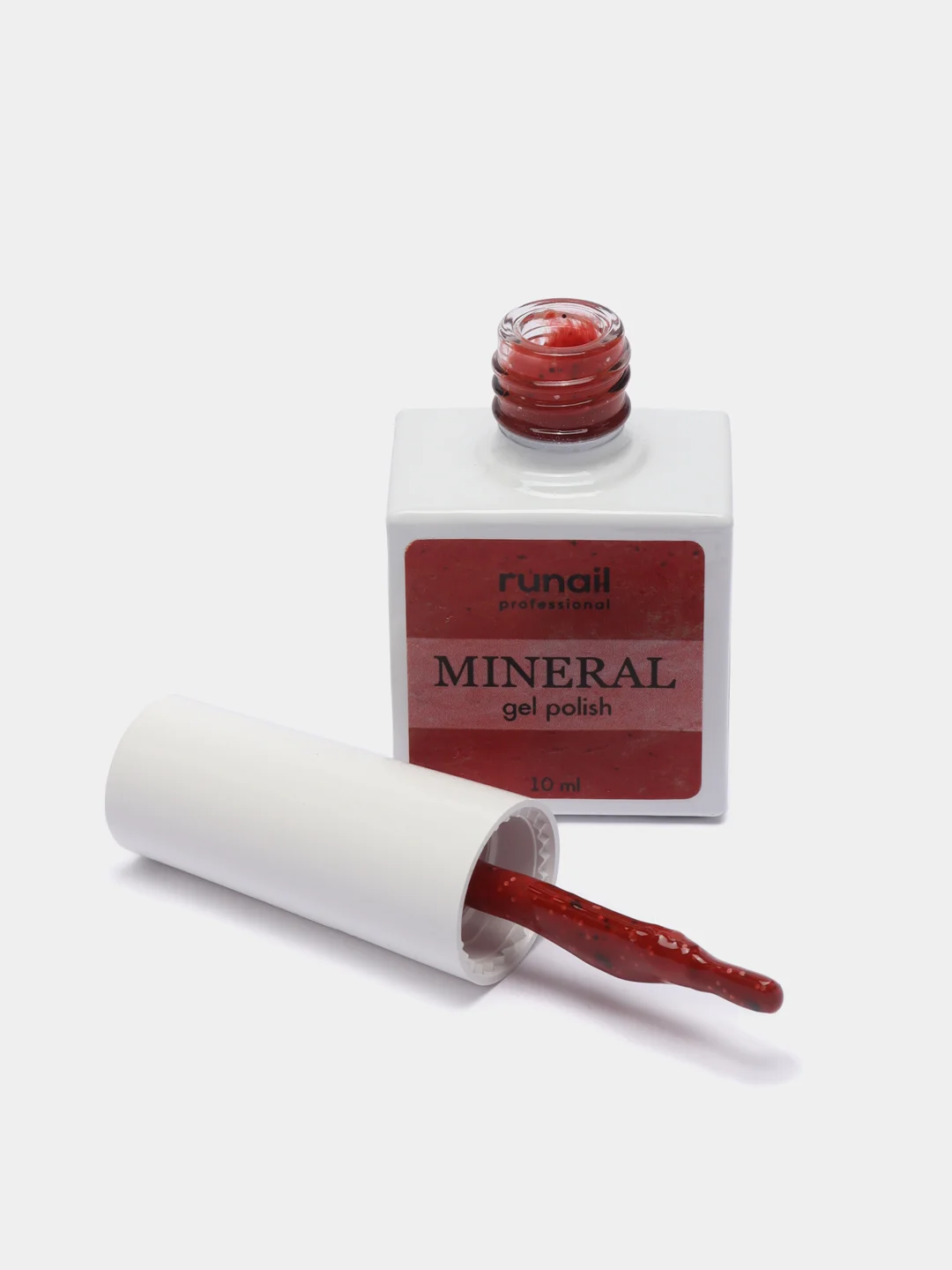 Багровый гель лак Runail Professional "Mineral", с текстурой природного камня