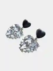 Белый серьги "Сердце", с кристаллами