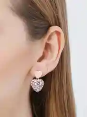 Конфетный серьги романтичные Сердечки с кристаллами
