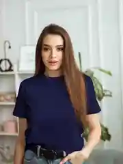 Синий женская базовая футболка повышенной плотности TEMPORADA