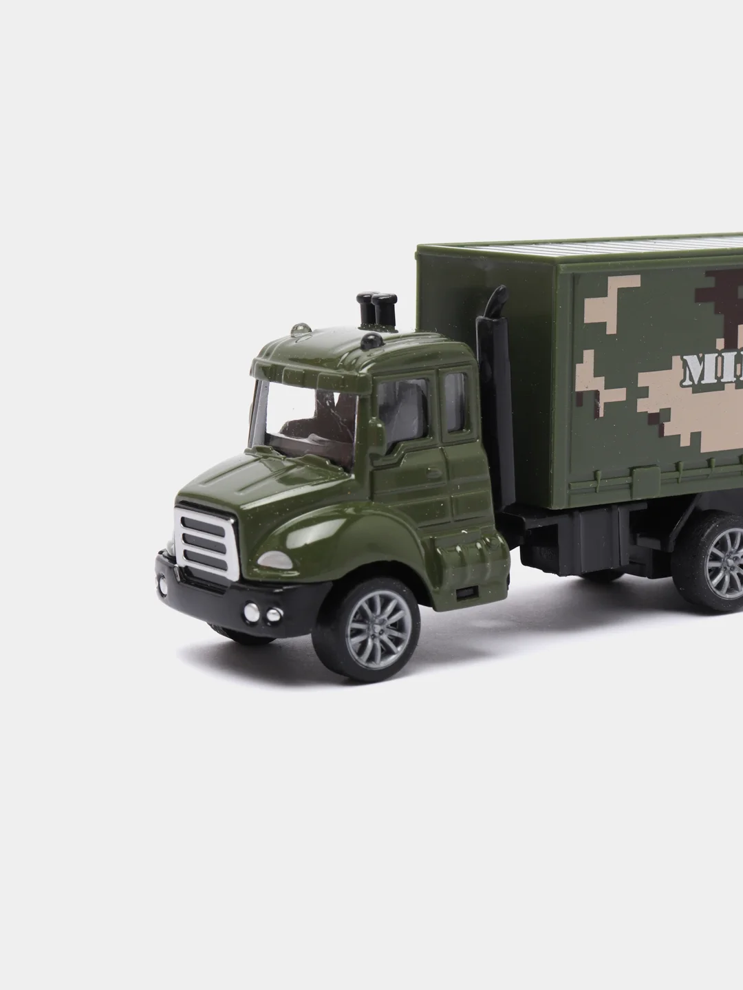 Зеленый машинка военный грузовик с закрытым кузовом