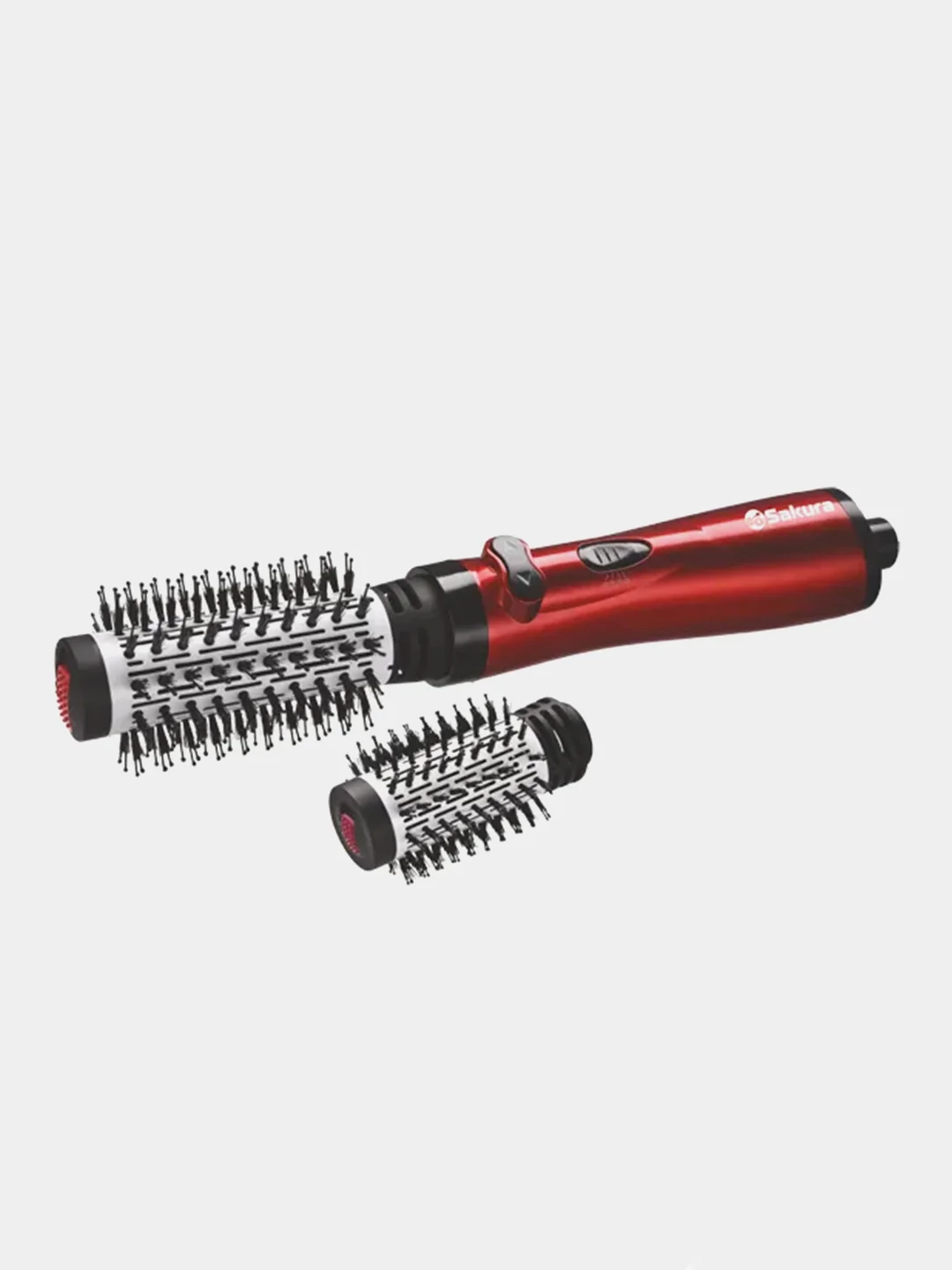 Алый фен-расческа Sakura SA-4205R, автоматическое вращение щетки, 2 насадки