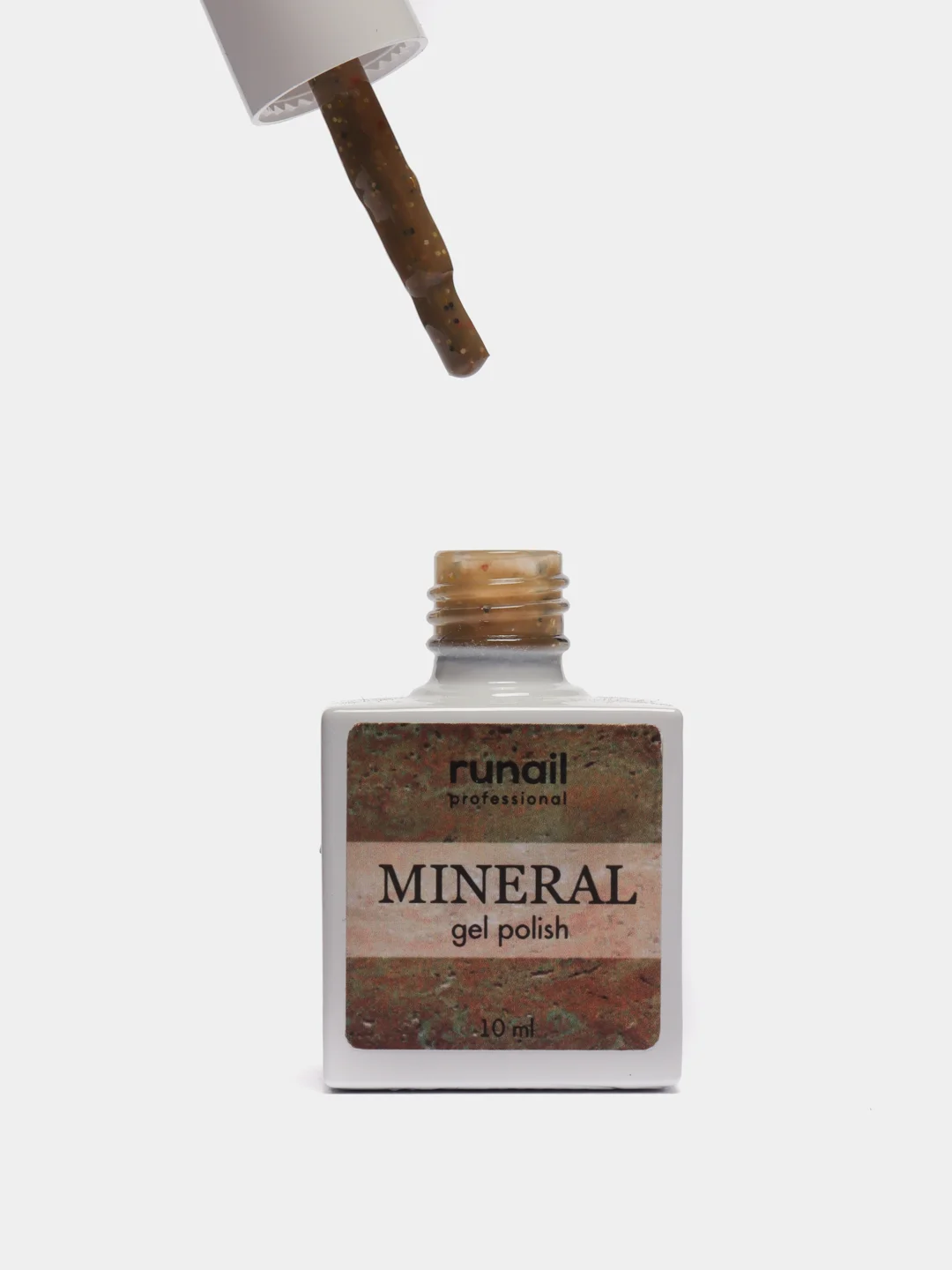 Золотистый хаки гель лак Runail Professional "Mineral", с текстурой природного камня