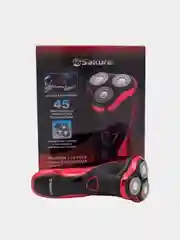 Красный бритва электрическая Sakura SA-5409R, 3 головки, триммер, влажое бритьё