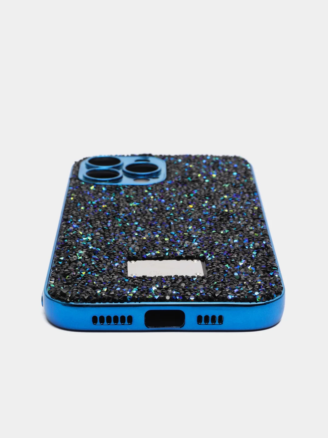 Синий чехол со стразами Samsung A12, A03, A03 core, iPhone 11, 12 Pro/ Pro Max, 13 Pro/ Pro Max