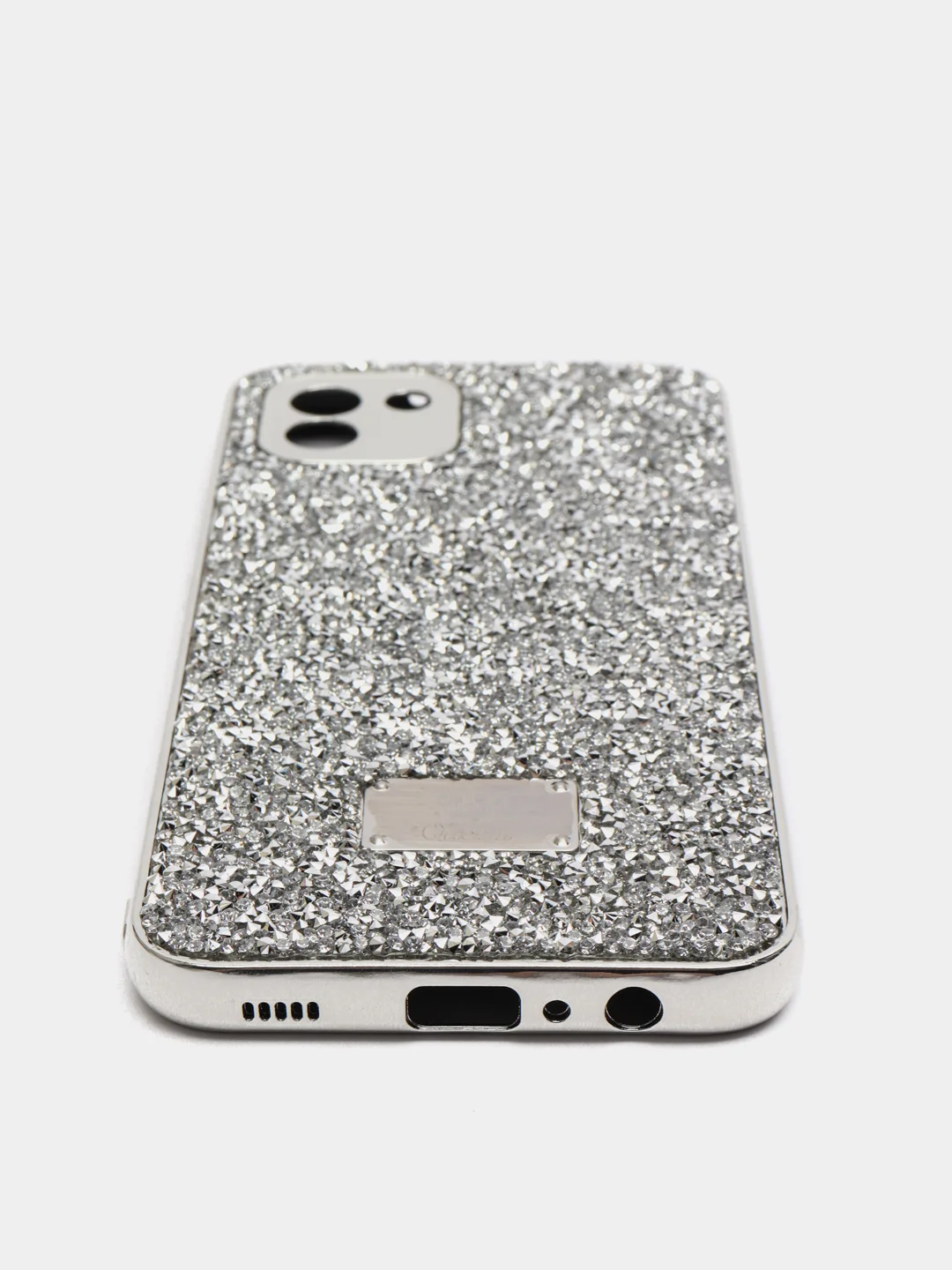 Серебряный чехол со стразами Samsung A12, A03, A03 core, iPhone 11, 12 Pro/ Pro Max, 13 Pro/ Pro Max