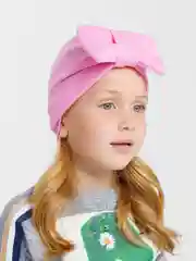 Розовый детская шапка (на 3-8 лет) для девочек,чалма,тюрбан,двухслойная,трикотажная,демисезонная